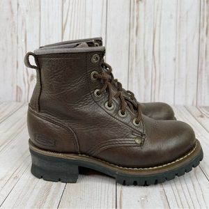 Vintage Sketchers Y2K Womens Size 6 Brown Boots Leather Lace Up Chunky Heel 90s